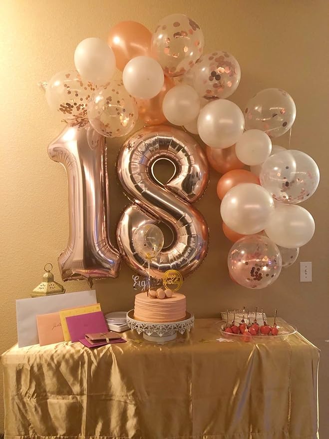 40 Inch Number 8 Balloon, Rose Gold 8 18 28 80 Birthday Balloons for Men Boys, 8th Birthday Decorations Party Supplies, Wedding, Graduations