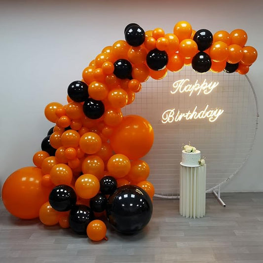 Orange Black Balloon Garland 163 Pcs 18In 12In 10In 5In Latex Balloons Arch Kit for Halloween Trick or Treat Spooky Ghost Party Graduation Anniversary Birthday Party Decors (Orange Black)