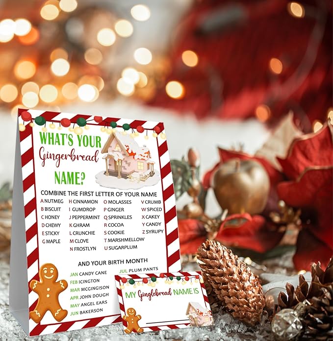 Christmas Party Decorations-Christmas Decorations-Christmas Party Games-What is Your Gingerbread Name?