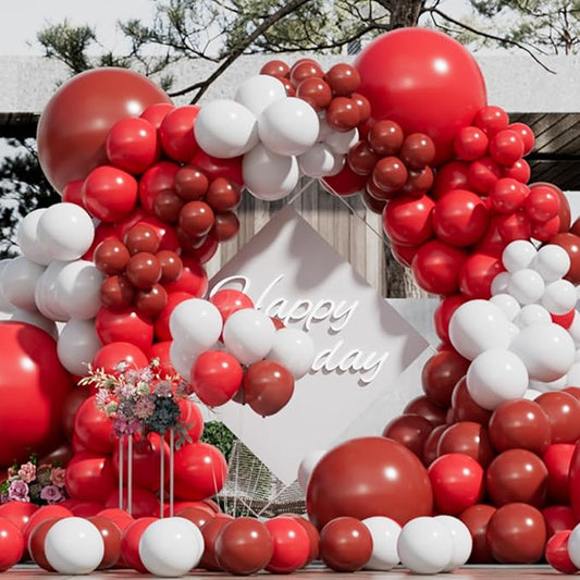 Red and White Balloons Garland Arch Kit Different Sizes Pack 150Pc 18Inch 10Inch 5Inch Latex Ruby Red White Balloon for Birthday Wedding Valentines Day Mothers Day Anniversary Decorations