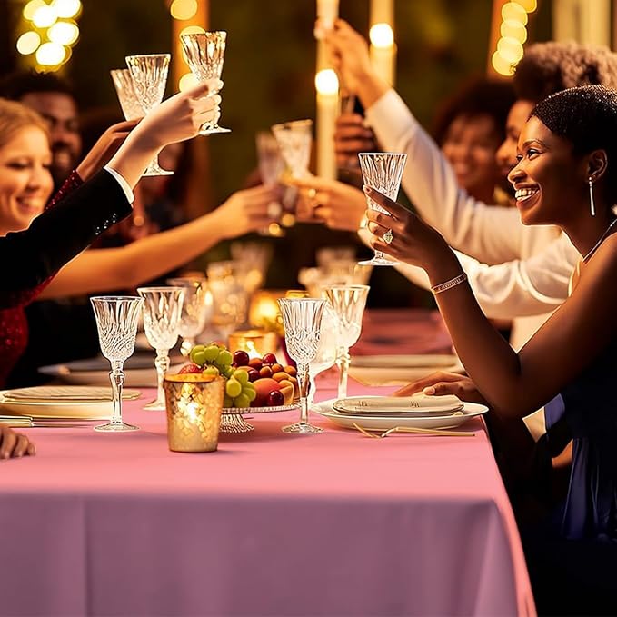 6 Pack Premium Disposable Plastic Tablecloth 54" x 108" Party Table Cloths Disposable for 6 to 8 Foot Tables Indoor or Outdoor Parties Birthdays Weddings Christmas Anniversary Buffet Table (Pink)