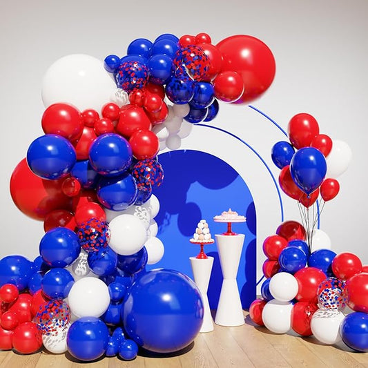 Lukiituke Red and Blue Balloon Arch Kit, 134Pcs Red White and Blue Balloons, 4 Sizes 4th of July Balloons for Independence Day Patriotic Memorial Day Birthday Party Decorations