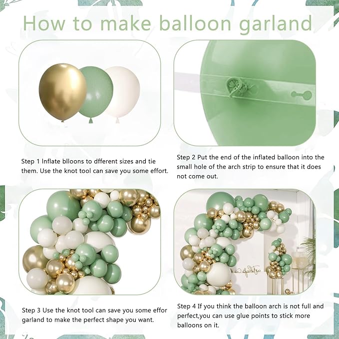 Sage Green Gold Balloon Arch Kit, Sage Green Sand White Beige Metallic Gold Balloons Garland Kit for Bridal Shower Birthday Wedding Jungle Safari Party Decor...