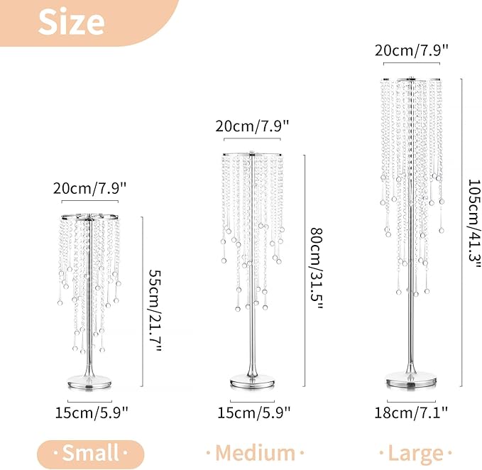 NUPTIO Silver Vases for Centerpieces Wedding - 10 Pcs 21.7in Tall Centerpiece for Tables - Flower Stand Bulk for Weddings Chandelier