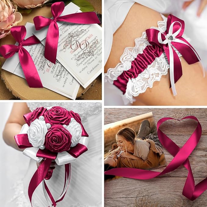 Pink Ribbon for Gift Wrapping - 25 Yards Hot Pink Satin Ribbon for Bows, Wedding Decor, Floral Arrangement, Birthday Party