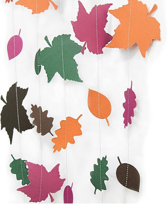 Cheerland Fall Leaf Party Decorations Thanksgiving Garland Backdrop Maple Leaves for Autumn Weddings Woodland Baby Shower Fall Birthday and Harvest Festival Hanging Decor Office Party Supplies