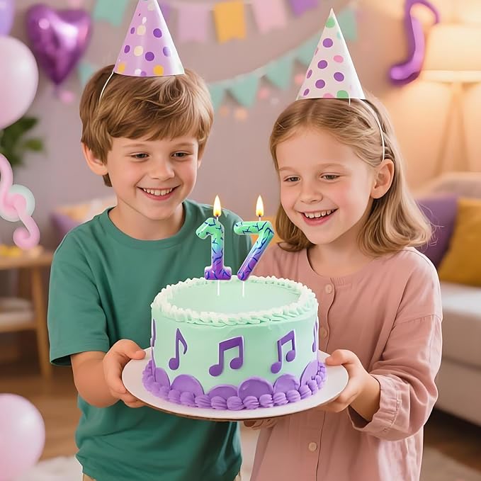 Number 7 Birthday Candle for Cake – Purple Green Gradient Number Candle with Mystic Rune Pattern, Decorative Cake Topper for Anniversary & Celebration