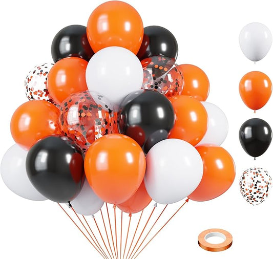 Orange and Black Balloons 60PCS Black and Orange Balloons 12 Inch Halloween Balloons for Halloween Trick or Treat Party Anniversary Graduation
