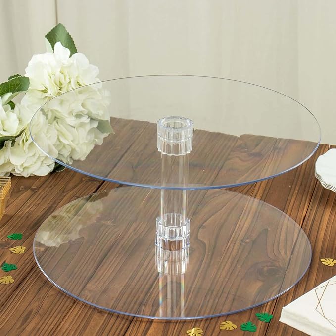 Efavormart 2 Tier 18 inch Acrylic Crystal Glass Clear Cupcake Dessert Decorating Stand for Birthday Xmas Party Wedding