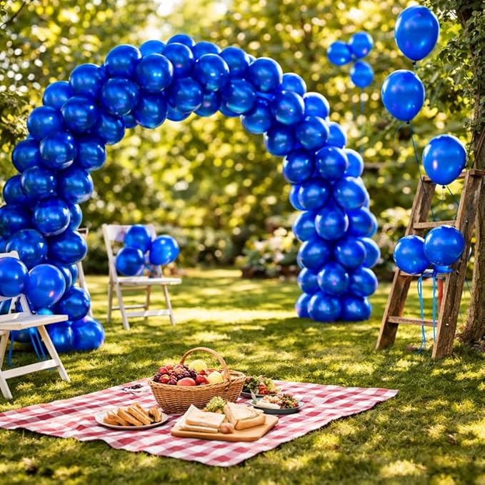 Royal Blue Balloons 100 Pack, 12 Inch Round Latex Helium Blue Balloon, for Baseball Baby Shower Birthday Graduation Sports Nautical Retirement Patriotic Party Decorations