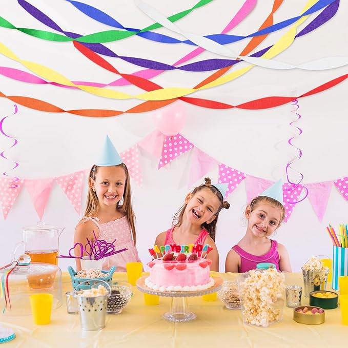 PIGETALE Crepe Paper Streamers 8 Rolls 656ft, Pack of Rainbow Assorted Colored Party Streamers for Party Backdrop Birthday Baby Shower Wedding Decorations DIY Art Craft Supplies (1.8Inch x 82Ft/Roll)