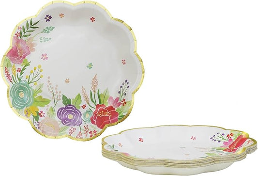 Kate Aspen Garden Blooms 7 in. Decorative Floral Premium Paper Plates (350 GSM weight -Set of 16) - Perfect for Bridal Showers and Weddings (28625NA)