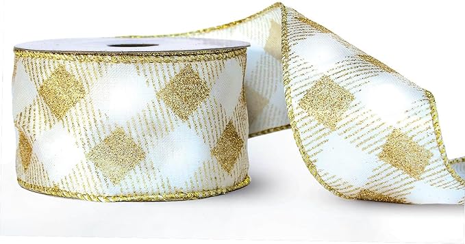 Gold Ribbon Wired Easter Ribbons for Baskets 2.5 Inch 6 Rolls 36 Yards Burlap Basket Organza Sheer Mesh Metallic Glitter Crafts Decorating Gift Wrapping Bows Wrap Bow Christmas Tree Topper Wreath