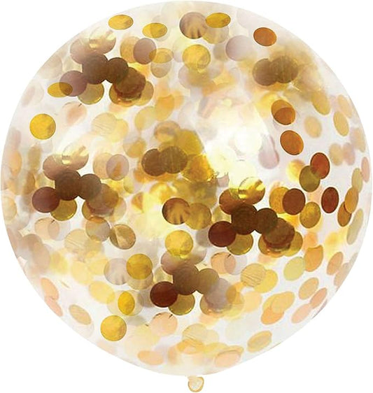 36 Inch Giant Confetti Balloons, Gold Latex Confetti Round Balloons for Birthdays Weddings Receptions Festival Party Decoration, Pack of 5 Pcs