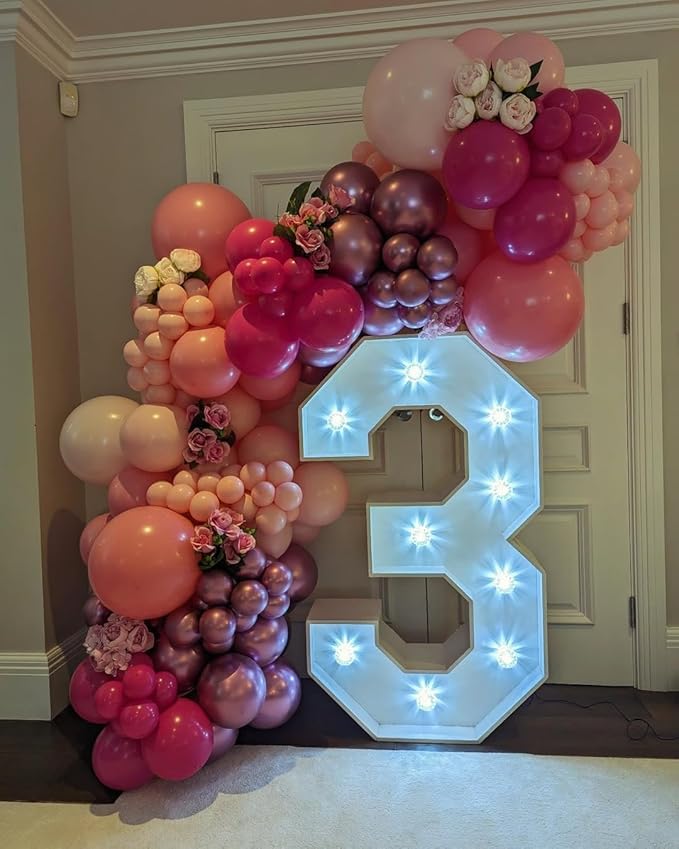 Pink Balloons Garland Arch Kit - 161Pcs Different Size Hot Pink Metallic Pink Shades of Pink and Pink Heart Balloons for Girl Birthday Baby Shower Princess Valentine's Day Party Decorations