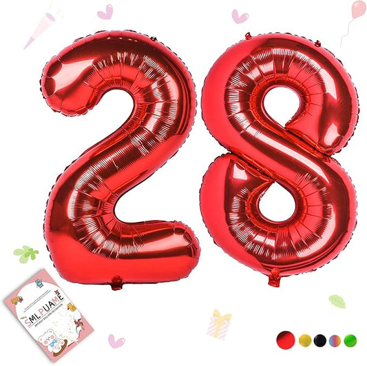 40 inch Number Balloon 0-9 Red Large Number 28 Balloons,Digital Balloons for Birthday Party Celebration Decorations Supplies, Helium Foil Number Balloons for Wedding Anniversary