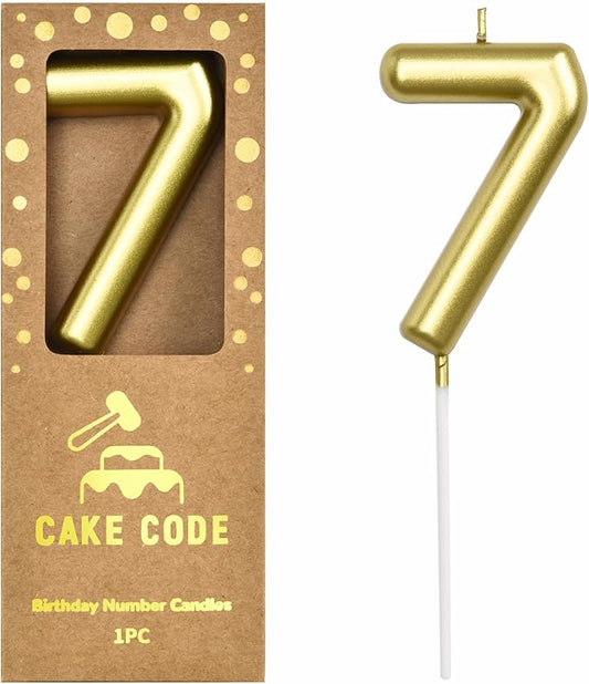 2.76 Inch Classical Gold 7 Number Birthday Candles, Gold and Cake Number Candles for Party Celebration