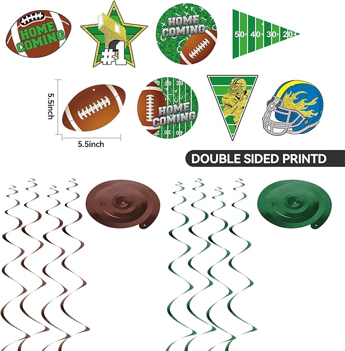 10Pcs Pre-Strung Homecoming Party Decorations Football Game Banner Swirls Hoco Hanging Kit Homecoming Welcome Back to School University Party Decor Supplies