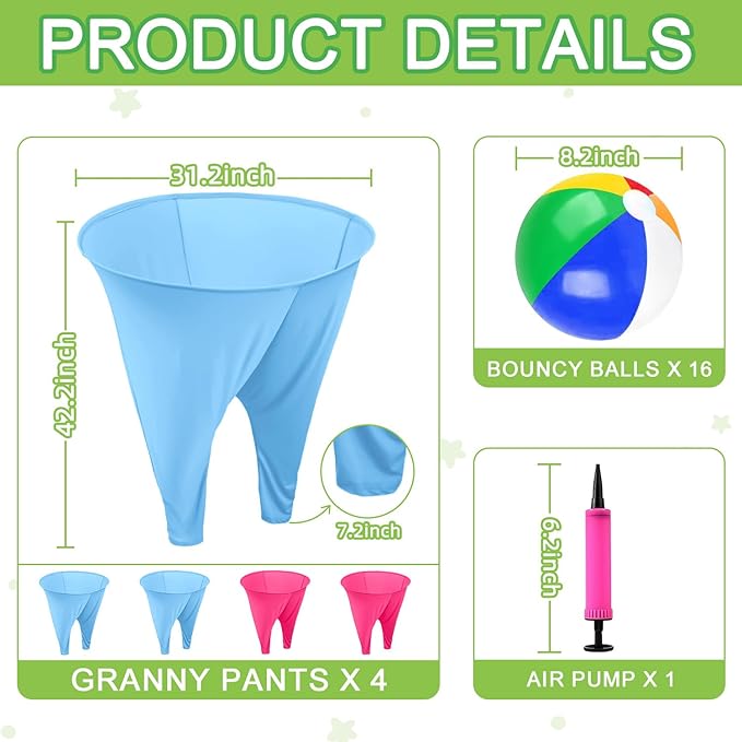Granny Pants Yard Game Freaky Party Games Pants with Bouncy Balls and Air Pump Oversized Granny Pants Outdoor Game for Adults and Family Interactive Throwing Game for Group Gatherings