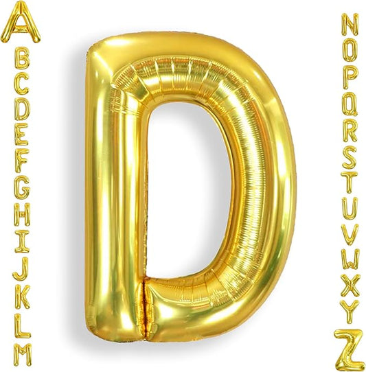 AULE 40 Inch Big Letter Balloon Gold D Large Foil Helium Alphabet Balloons A-Z for Birthday Anniversary Graduation New Year Party Decoration Supplies