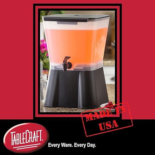 TableCraft 954 Beverage Dispenser, Polypropylene Plastic, Non-Insulated, 3-Gallon Capacity, 7" Faucet Clearance, Durable Build, Easy Dispensing, Brown Color, Single Dispenser