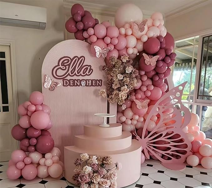 MEBAY Retro Rose Baby Pink Champagne White Sand Balloons Garland Arch Kit, 146Pcs Latex Balloons Different Sizes 18 12 10 5 Inch for Party Decorations, Wedding Backdrop, Birthday, Graduation