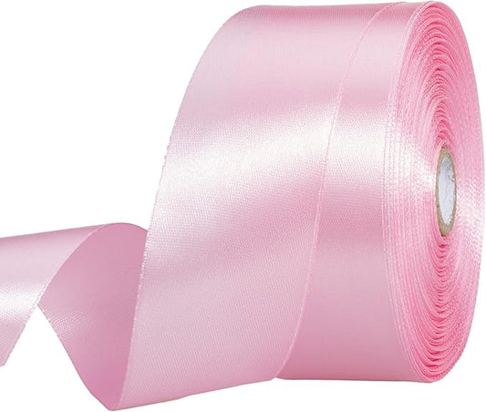 YASEO 1 1/2 Inch Pink Solid Satin Ribbon, 50 Yards Craft Fabric Ribbon for Gift Wrapping Floral Bouquets Wedding Party Decoration