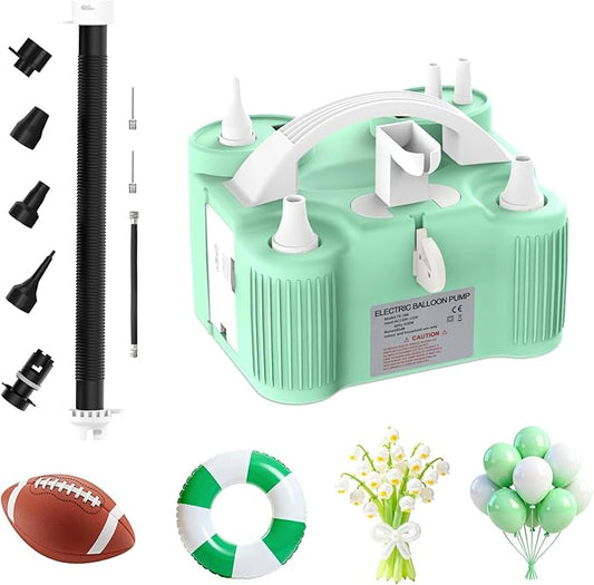 AXHJ Electric Balloon Pump, Portable Electric Air Balloon Pump Dual Nozzle Air Blower Pump, Balloon Inflator for Party Decorations