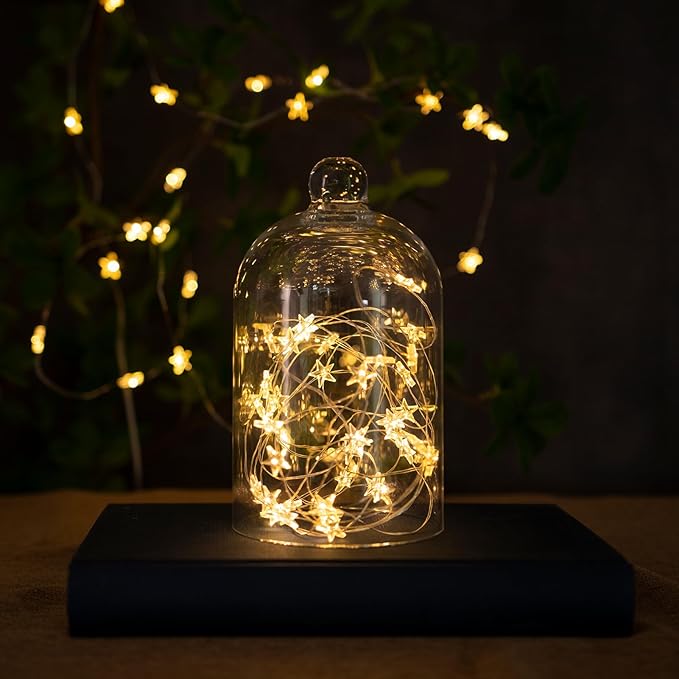 12 Packs 6.6ft 20 LEDs Star Fairy Lights Battery Operated,Mini Star String Lights,Waterproof Twinkle Starry Light for DIY Bottle Table Christmas Ramadan Wedding Halloween Decor,Warm White