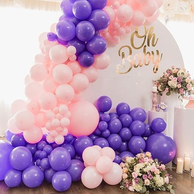 134Pcs Purple Balloons Different Sizes 5 10 12 18 Inch Purple Balloon Garland Arch Kit Latex Balloons for Birthday Wedding Baby Shower Party Decorations.