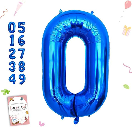 40 Inch Navy Blue 0 Balloon, Blue Number Balloon 10 20 30 40 50 60 70 80 90 100 Birthday Decorations for Boys Girls Men Women, Helium Giant Foil Number 0 Balloon Blue Wedding Party Supplies