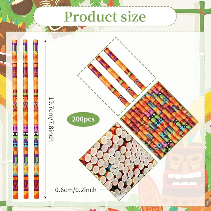 JarThenaAMCS 200Pcs Mexican Fiesta Paper Straws Mexico Cactus Drinking Straws Cinco de Mayo Colorful Stripe Flag Disposable Straw for Taco Wedding Supplies