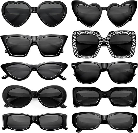 10 Pack Mixed Styles Trendy Retro Sunglasses for Women/Men Party Favors Sungasses Costume Accessories Eyewear Set