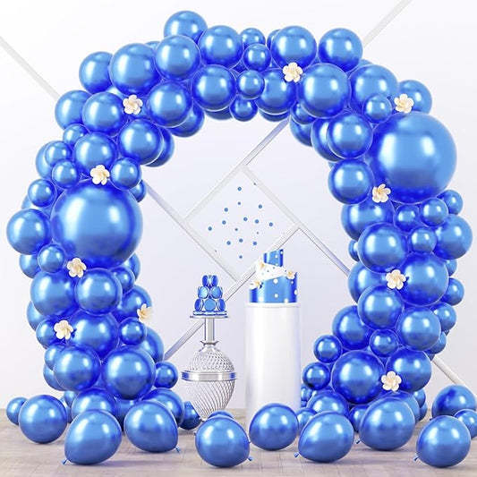 Voircoloria 90pack Metcllic Blue Balloons Different Size 18/12/10/5 Inch Metcllic Blue Balloon Garland Arch Kit for Graduation, Wedding, Birthday, Valentine's Day Party Decorations