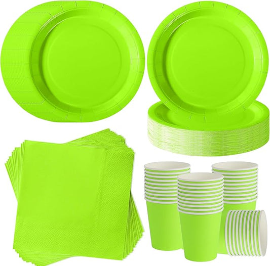 Apple Green Party Plates Set, 120-Piece Disposable Dinnerware for 40 Guests, Heavy-Duty 7-inch Paper Plates, Cups & Napkins for Easter, Spring Festival, Garden Party, Kids Birthday