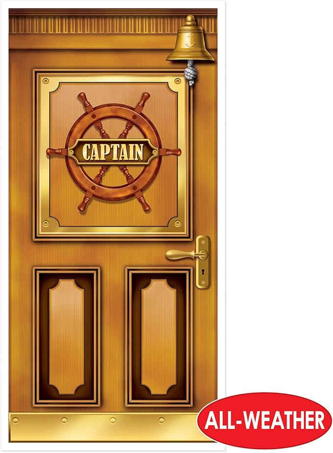 Beistle Plastic Cruise Ship Captain Door Covers, 5' x 30", Set of 2 - Nautical or Pirate Party Supplies, Themed Birthday Festivities, High Seas World Traveler Wall Decorations