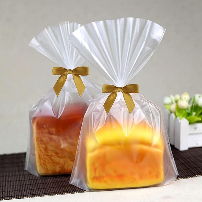 Meseey 100 Pcs 1.5 Inches Premade Craft Bows Self Adhesive Gold Satin Ribbon Bows for Treat Bags Gift Wrapping Basket Wedding Baby Shower Brithday Party(Gold)