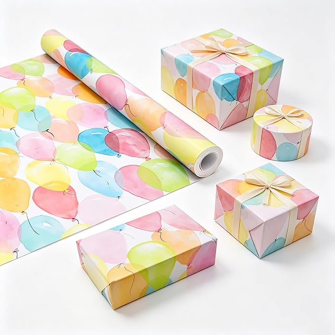 Viadom Birthday Wrapping Paper Roll, Gift Wrap for Boys Girls Kids Women Birthday, Valentines, Mothers day, Graduation, Wedding, Fathers day, Baby Shower, Christmas (17in x 50ft)