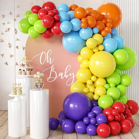 MEBAY Rainbow Balloon Arch Kit, 166Pcs 18 12 10 5 inch Colorful Latex Balloons Garland for Birthday Baby Shower Wedding Engagement Anniversary Mother's Day Party Decorations
