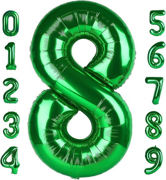 40 Inch Number 8 Balloon, Dark Green 8 18 28 80 Birthday Balloons for Men Boys, 8th Birthday Decorations Party Supplies, Wedding, Graduations