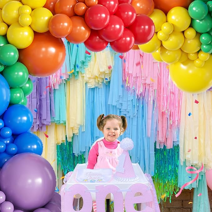 MEBAY Rainbow Balloon Arch Kit, 155Pcs 18 12 5 inch Colorful Latex Balloons Garland for Birthday Baby Shower Wedding Engagement Anniversary Party Decorations