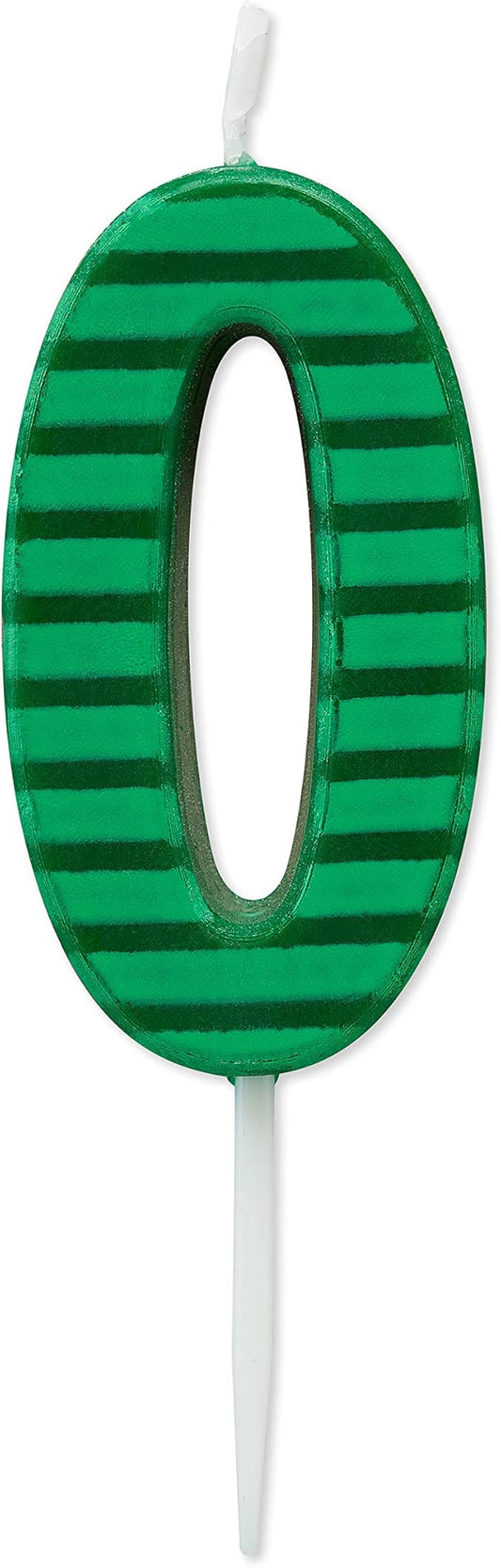 Papyrus Number 0 Birthday Candle, Green Stripes (1-Count)