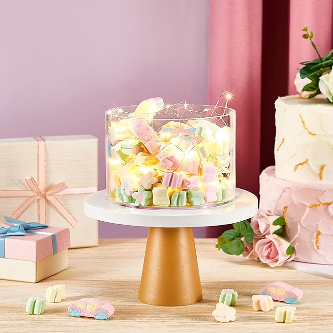 Sintuff 3 Pcs Acrylic Cake Stand with LED Lights 7‘’, 9‘’, 11‘’ Clear Fillable Cake Riser Round 3 Tier Case Box for Wedding Birthday Holiday Party Food Display, 3 Sizes