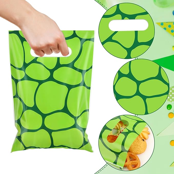 Hxezoc 50 Pieces Turtles Party Bags Plastic Turtles Bags Practical Gift Bags Pet Party Favors for Turtles Theme Birthday Party Decoration Supplies