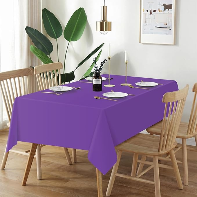 QIKSION Purple Plastic Table Cloth Disposable 12 Pack, 54 x 108 Inch Tablecloths for Party, Birthday, Graduation, Halloween Decorations, Rectangle Table Cover