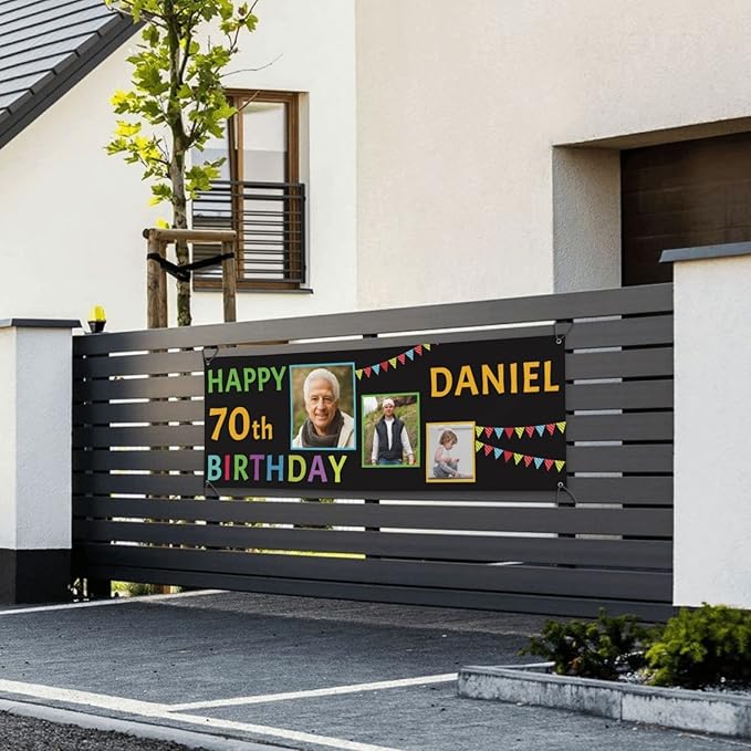 Happy Birthday Banner Personalized Name Photo Age Custom Birthday Banners and Signs Customize for Birthday Party Decoration 4'x2'