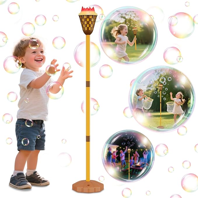 Bubble Machine for Kids, Garden Lamp Bubble Toy with Colorful Lighting and Music for Toddlers, Rechargable Bubbles Blower Maker Outdoor Toys for Halloween Birthday Christmas Party