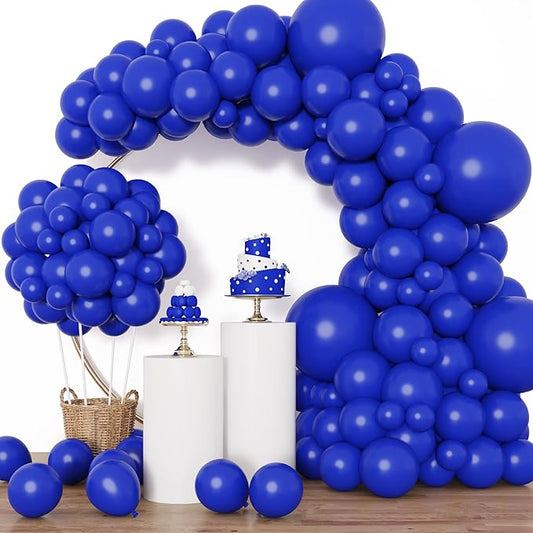RUBFAC Royal Blue Balloons 129pcs Different Sizes 18 12 10 5 Inch, Blue Balloon Arch Kit Garland for Graduation Birthday Party Baby Shower Baseball Nautical Retirement Bachelorette Party Decoration
