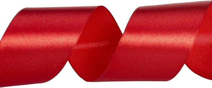 YASEO 1 1/2 Inch Red Solid Satin Ribbon, 50 Yards Craft Fabric Ribbon for Gift Wrapping Floral Bouquets Wedding Party Decoration