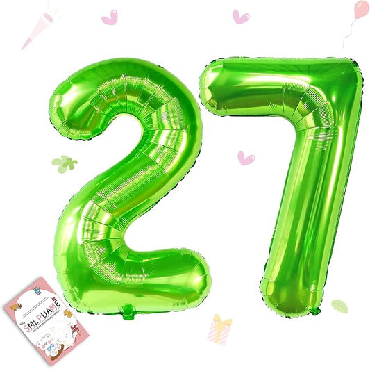 40 inch Number Balloon 0-9 Green Large Number 27 Balloons,Digital Balloons for Birthday Party Celebration Decorations Supplies, Helium Foil Number Balloons for Wedding Anniversary